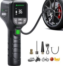 AMPBANK AT001 Portable Tire Air , Car-mounted Automatic Air Pump With Tire Pressure Gauge, 150PSI With LED Suitable For Cars, Motorcycles, SUVs, (Color: Black)