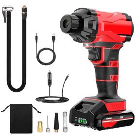 1Pc 150PSI Cordless Car Tire Inflator Rechargeable  2V Portable Electric Air Compressor With LED Light For Car Bike Motorcycle Ball (Color: Red)