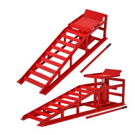 2 Pack Hydraulic Car Ramps 5T 11000lbs Low Profile Car Lift Service Ramps Truck Trailer Garage,Height Hydraulic Vehicle Ramps (Color: Red)
