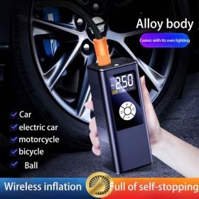 Wireless Car Inflatable High-power Portable Intelligent Digital Display Inflatable Treasure Multi-function Wireless Charging (Color: Black)