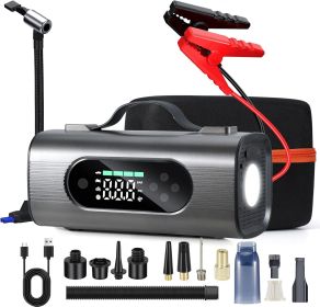 Newest 8 In 1 Portable Car Battery Starter With Air Compressor, Car  Wireless Vacuum Cleaner 150PSI Car Battery Starter 12V With Large LCD Displa (Option: S8)