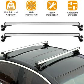 47.24in Universal Top Roof Rack Cross Bar Cargo Carrier Aluminum Crossbar Rack With 165LBS Capacity Fit For Most Vehicle Wagon Car Without Roof S (Color: Black)