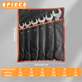 Set Of 6 Large Open-end Wrenches, 27-41mm (Option: SLB006D)