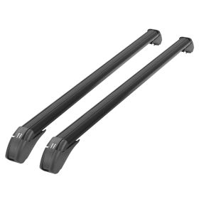 2PCS Universal 110cm 43-inch Car Roof Rack Cross Bar With Anti-Theft Lock Adjustable Window Frame For Bike Kayak Cargo Luggage (Color: Black)